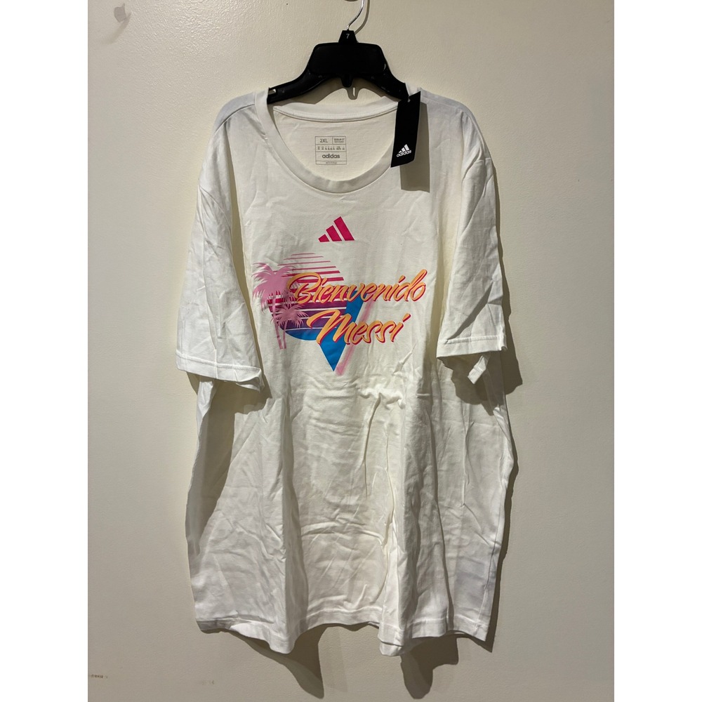 NWT Adidas Bienvenido Messi Graphic T-Shirt Mens 2XL White Retro‎ Miami